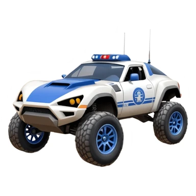 Star Wars storm trooper evil darkly night blue Dirty and dented Local Motors Rally Fighter off road race car hot rod meets 2013 Toyota 86 trophy truck-style basher flying on a dusty road (silver wheels) sticker