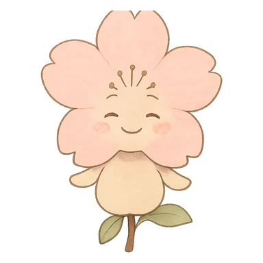 chibi sakura blossom, soft pastel colors, full-body, gentle smile, clean lines sticker