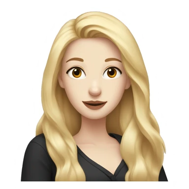 pretty woman with pale skin, very long blonde hair hugging a black dog sticker
