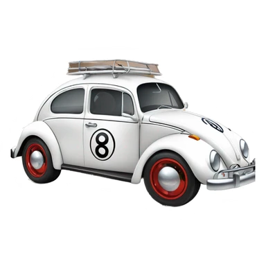 Volkswagen “Herbie Rides Again” themed Bug with wide chrome wheels and tires  sticker