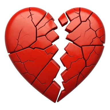 A cracked heart emoji, with visible lines and fractures running through it, symbolizing a broken heart sticker