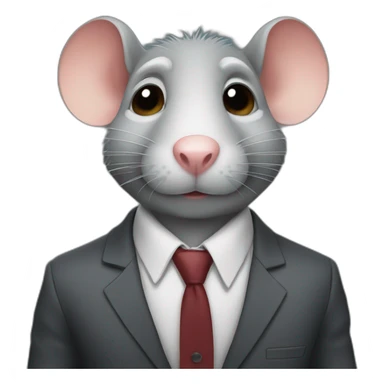sad working rat with a suit sticker