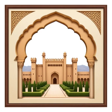 Realistic Alhambra de Granada Landmark Emoji, showcasing the Moorish palace’s intricate arches, geometric patterns, and historic fortress walls. sticker