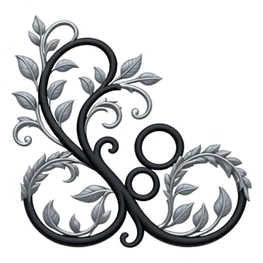 Black and silver filigree vine design, 3D, extremely detailed design sticker