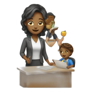 woman teacher with students sticker