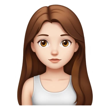 A girl with long brown hair wearing a white half top sticker