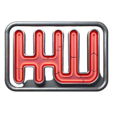 Minimalist emoji-style sticker of a flickering neon sign “HELLWOOD”, cracked letters, some missing, grayscale tubes with only faint glow in faded red

 sticker