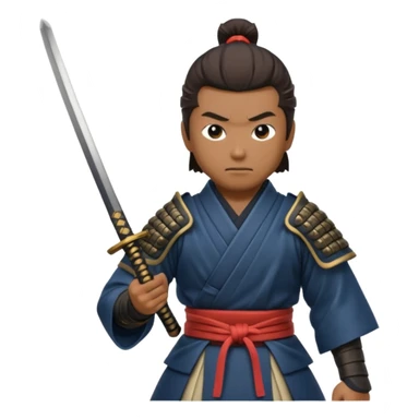 man samurai holds katana, still pose. sticker