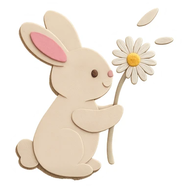 Add a pink color element to the inside of both bunny ears, making them equal, while keeping all other elements unchanged sticker