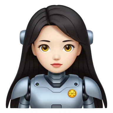 chinese babe ai robot long dark hair emoji warrior sticker
