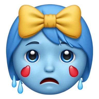 Crying emoji with bow sticker