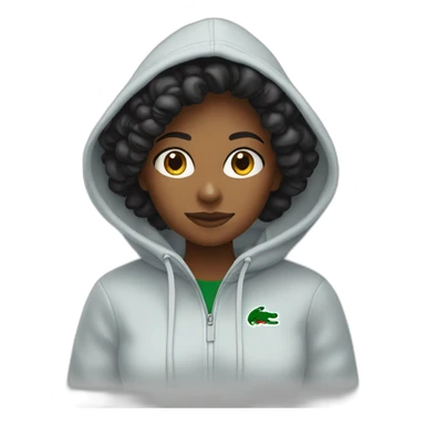 Black ladie using lacoste hoodie sticker