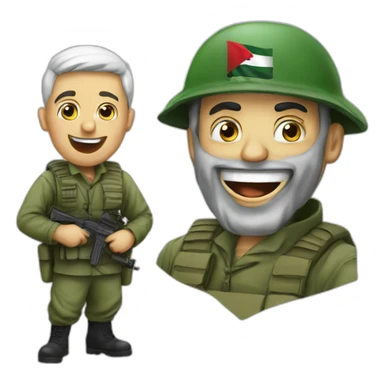 laughing hamas soldier and Israeli scholar sticker