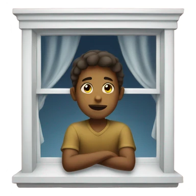 thoughtful boy by the window sticker