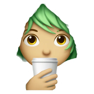 Green hair white girl inside a blanket sipping coffee eyes closed sticker