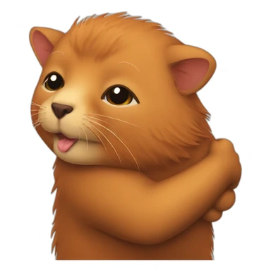 Capibara hug orange persian cat sticker