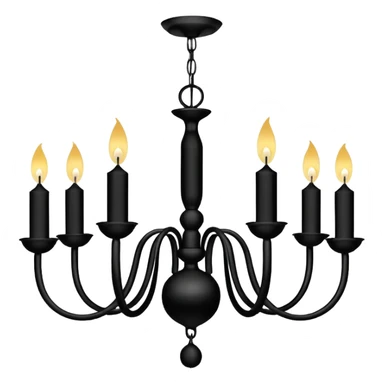 Simple minimalistic black Ceiling chandelier with white candles sticker