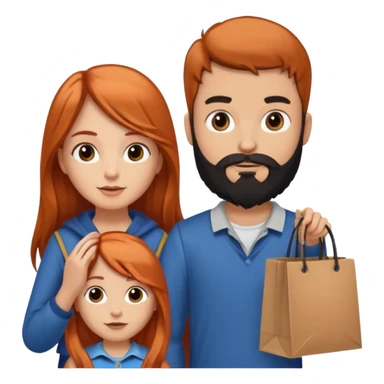 Chica con cabello cobrizo largo y chico con barba negra o os dos con bolsas de compras  sticker