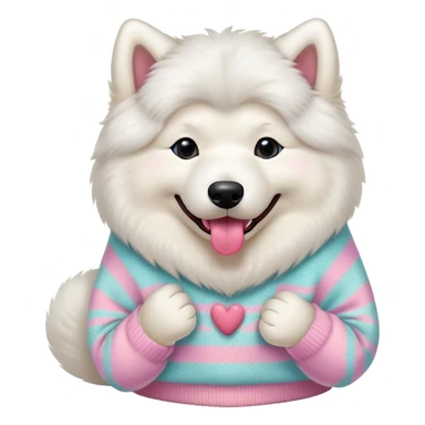cute 
Samoyed tongue hanging out sitting 
 in a cute pastel sweater sticker