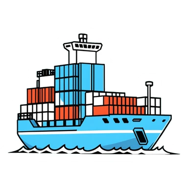 Cargo container ship in ocean sticker