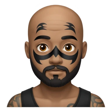 bald bearded man with black face tattoo sticker