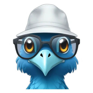 Crazy funny Cyberpunk Articuno head with human white teeth and beautiful smile wearing glasses and hat sticker