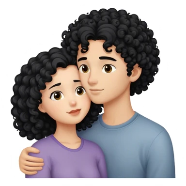 intimate moment between love, girl black hair and boy curly hair sticker