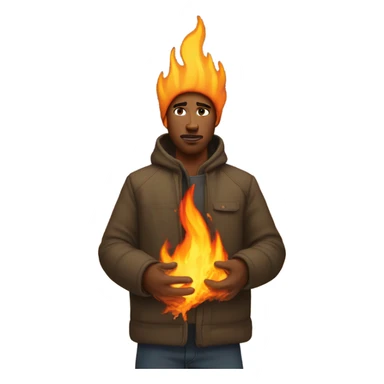 Guy on fire in the snow  sticker