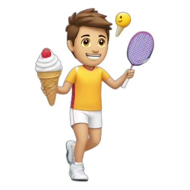 Badminton player with ice cream  sticker