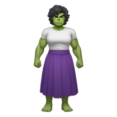 hulk in purple skirt full body sticker
