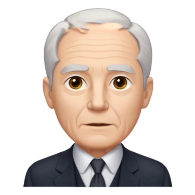 Elderly white man. Pale skin. Gray or white hair neatly combed back. Clean-shaven face with wrinkles around the eyes and mouth. Calm, steady eyes. Wears a collared shirt, tie, vest, and dark suit jacket visible from the chest up. sticker