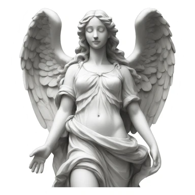 renaissance marble statue of beautiful woman, long hair angel wings sticker