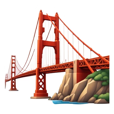 Cinematic Realistic Golden Gate Bridge Landmark Emoji, depicted with the iconic suspension bridge rendered with rich detail and vibrant, dynamic lighting. sticker