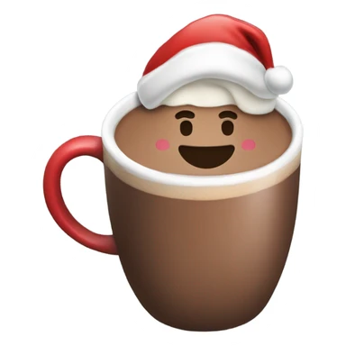 Hot chocolate smiling with a Santa hat on sticker