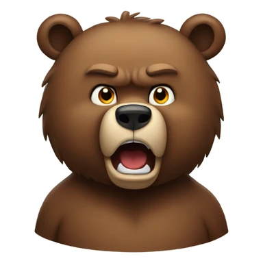 Brown bear with angry face  sticker
