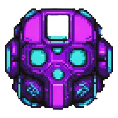 futuristic cyberpunk pixel art icon, vivid neon colors purple magenta cyan, minimal expressive design, 32x32, centered, high contrast, transparent background, no text, suitable for dark background, song title symbol sticker