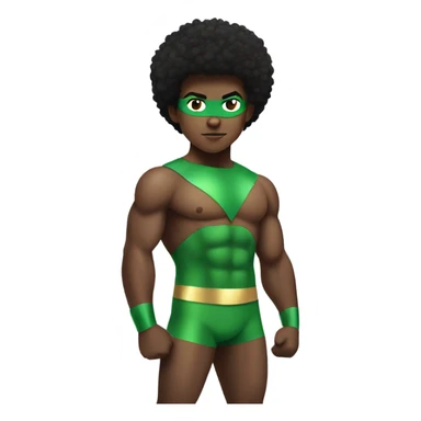 shirtless Muscular Afro teenage boy standing in a green superhero as the Sub Mariner. sticker