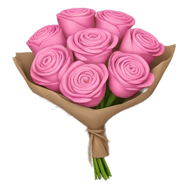 A bouquet of pink flowers wrapped in newspaper sticker