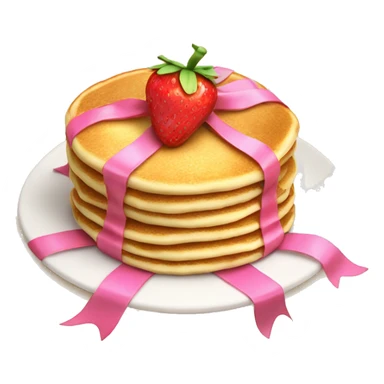 Pancake with strawberry filling, and on top there is a pink ribbon sticker