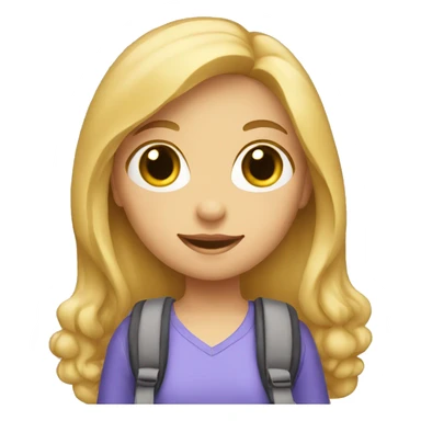 girl with blond hair holding a school bag sticker
