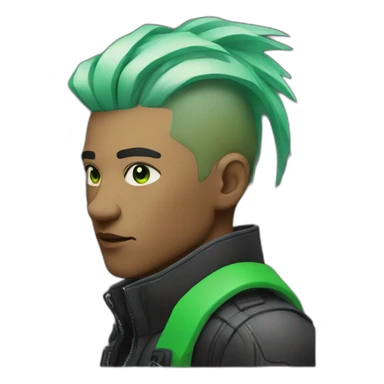 Cyberpunk men with green gradient hair sticker