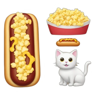 cat hotdog and popcorn sticker