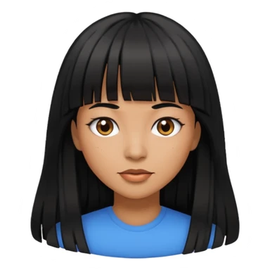 Woman, long black hair with bangs, brown skin  sticker