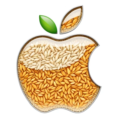 Apple logo with rice grains in a digital tracker display sticker