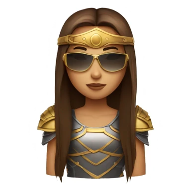 Girl gladiator head with long straight brown hair and sunglasses  sticker