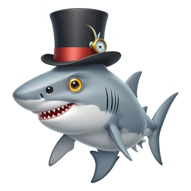 shark wearing a top hat and monocle sticker