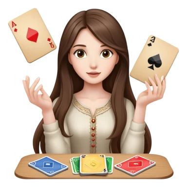  beautiful pale brunette girl with long hair playing uno sticker