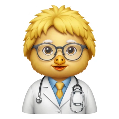 chick animal with glasses, wearing doctor uniform sticker