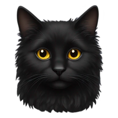 black fluffy cat with gold eyes sticker