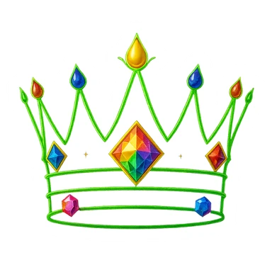 Add colorful jewels to the glowing neon crown, keep the background transparent, maintain the glowing neon style and vibrant colors of the crown. sticker